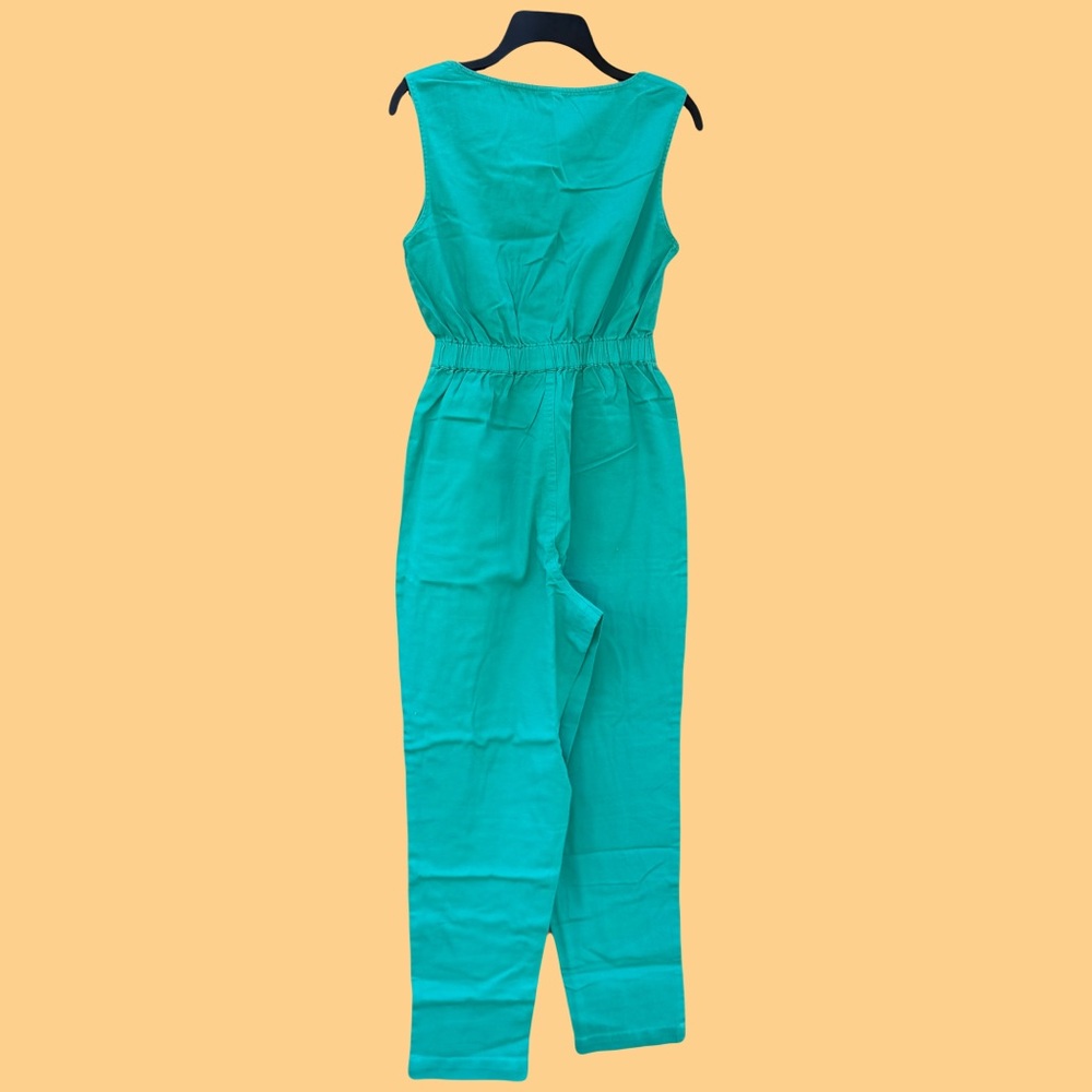 Juni Organic Twill Boilersuit In Turquoise - Picture 2 of 5